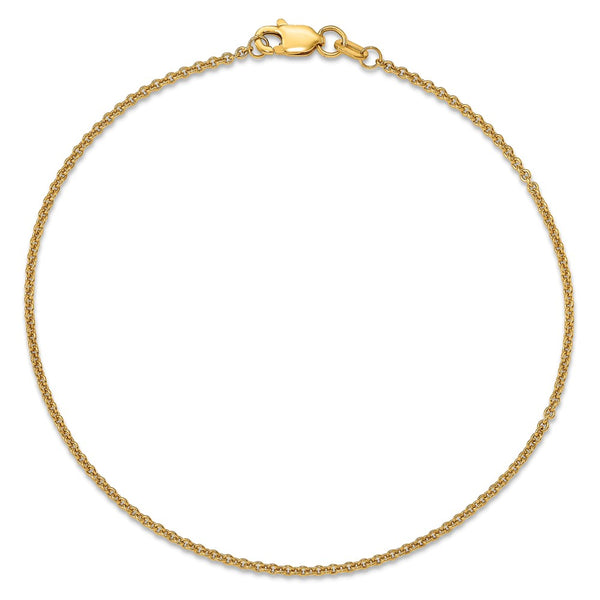 14K Gold 1.4mm Round Open Link Anklet