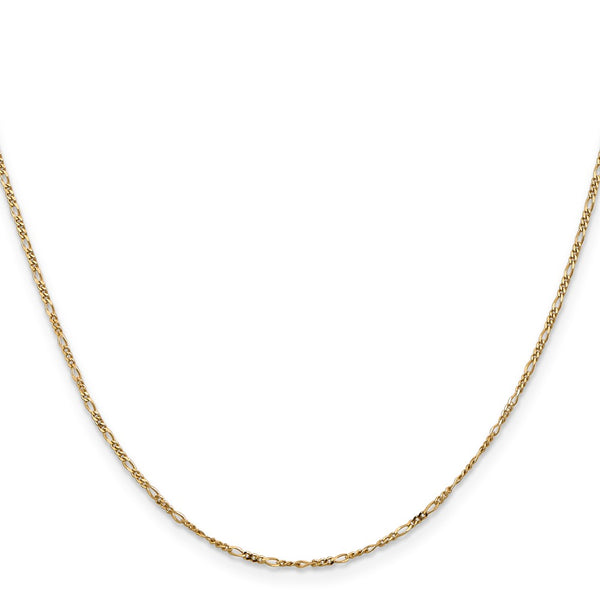 14K Gold 24-Inch 1.25mm Flat Figaro Chain & Spring Pendant Ring