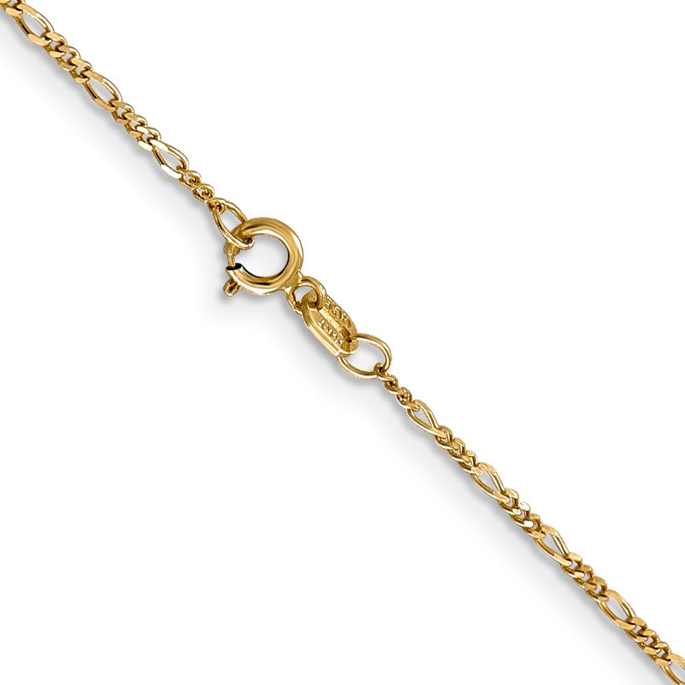 Buy 14K Gold 24-Inch 1.25mm Flat Figaro Chain & Spring Pendant Ring - Stylish Value!
