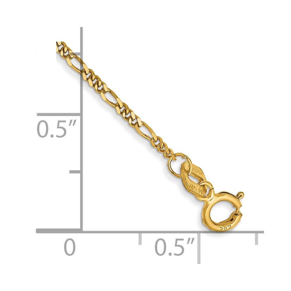 Buy Stylish 14K Gold 7-Inch Flat Figaro Bracelet | 1.25mm with Spring Pendant