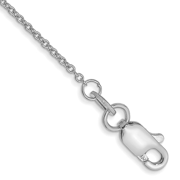 14K White Gold 1mm Round Open Link Anklet