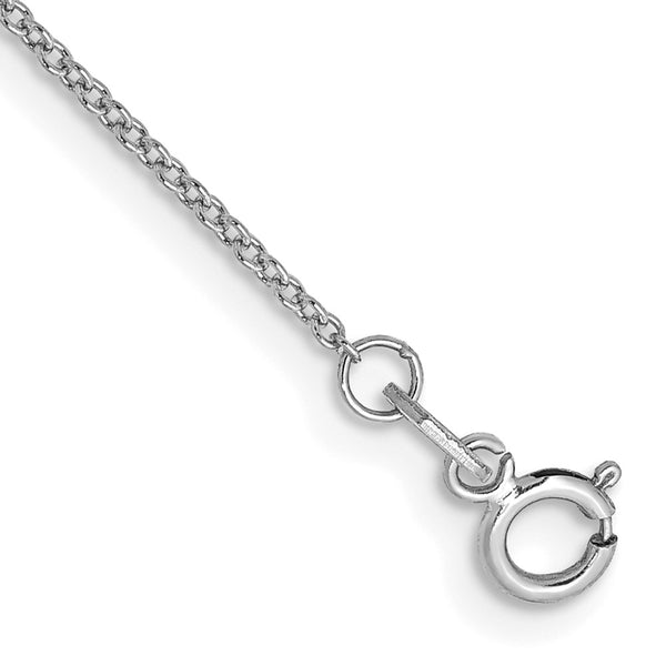 14K White Gold .9mm 10-Inch Cable Anklet