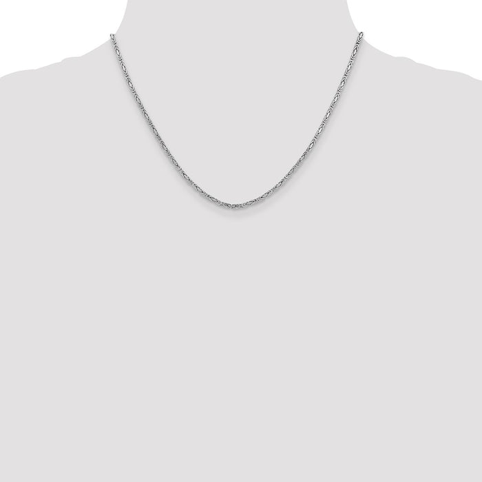 Buy 14K White Gold 18-Inch 2mm Byzantine Chain - Stylish & Affordable Luxury-4