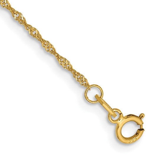 High-Quality 14K Gold 10-Inch Singapore Chain Anklet - Affordable Luxury!