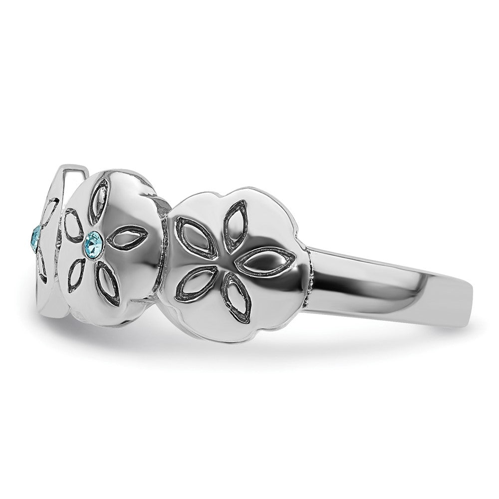 Buy Exclusive Polished Blue Crystal Sand Dollar Ring - Stylish Rhodium-Plated Silver