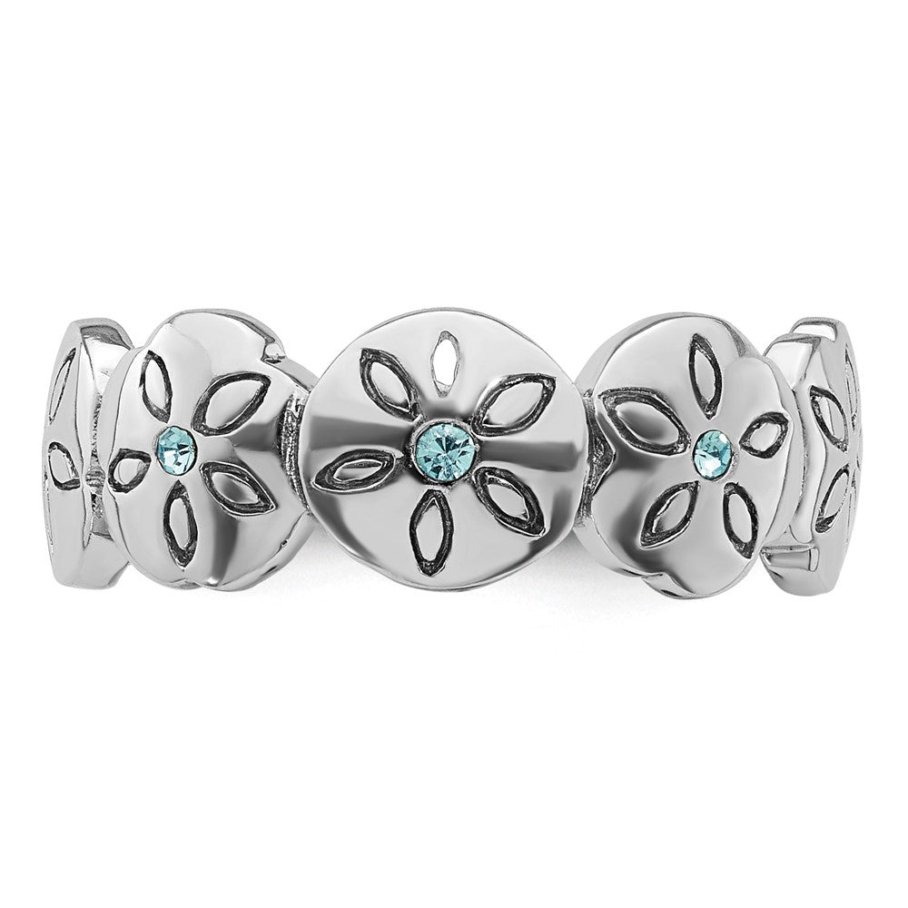 Buy Exclusive Polished Blue Crystal Sand Dollar Ring - Stylish Rhodium-Plated Silver