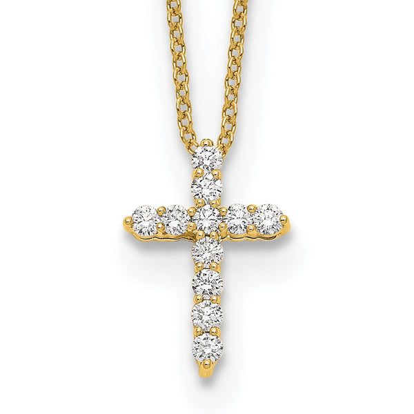 14K Gold Diamond Cross Necklace - 18 Inch - Style GR1-1007566