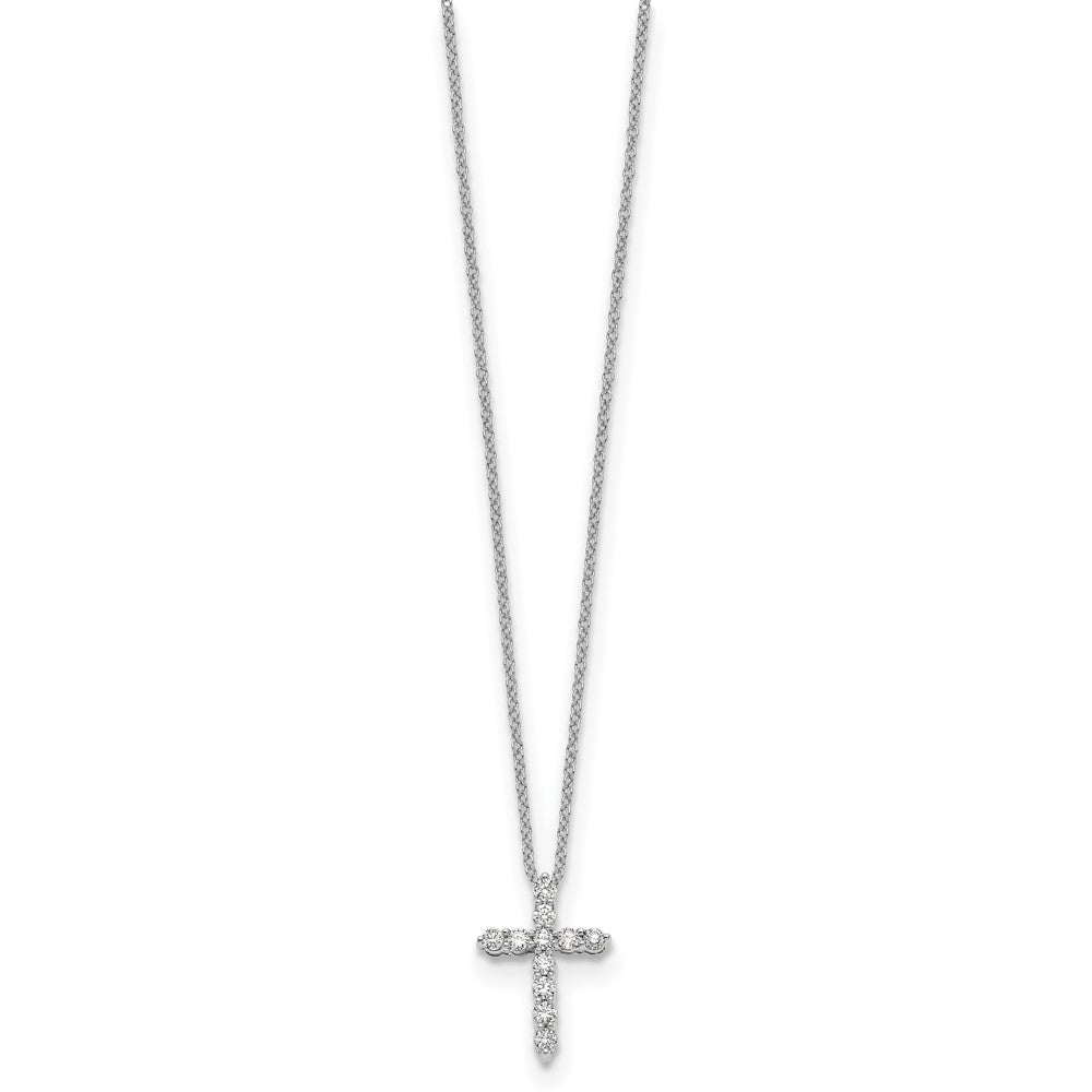 Exclusive 14K White Gold Diamond Cross Necklace - 18 Inch, Stylish Value