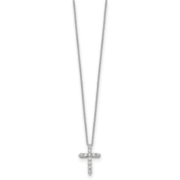 14K White Gold Diamond Cross Necklace - 18 Inch - Style GR1-1017653