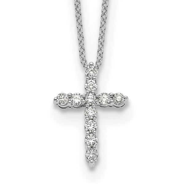 14K White Gold Diamond Cross Necklace - 18 Inch - Style GR1-1017653