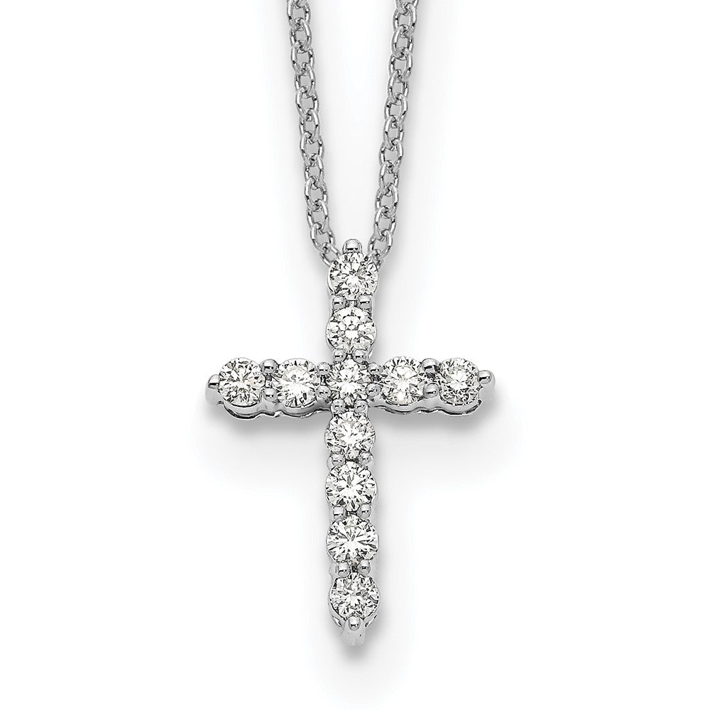 Exclusive 14K White Gold Diamond Cross Necklace - 18 Inch, Stylish Value