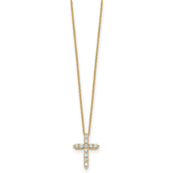 14K Gold Diamond Cross Necklace - 18 Inch - Style GR1-1017664