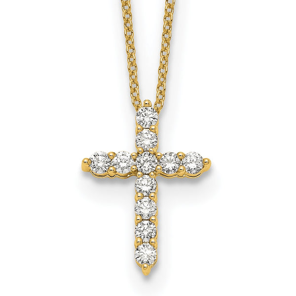 14K Gold Diamond Cross Necklace - 18 Inch - Style GR1-1017664