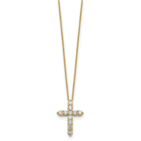 14K Gold Diamond Cross Necklace - 18 Inch - Style GR1-1017673