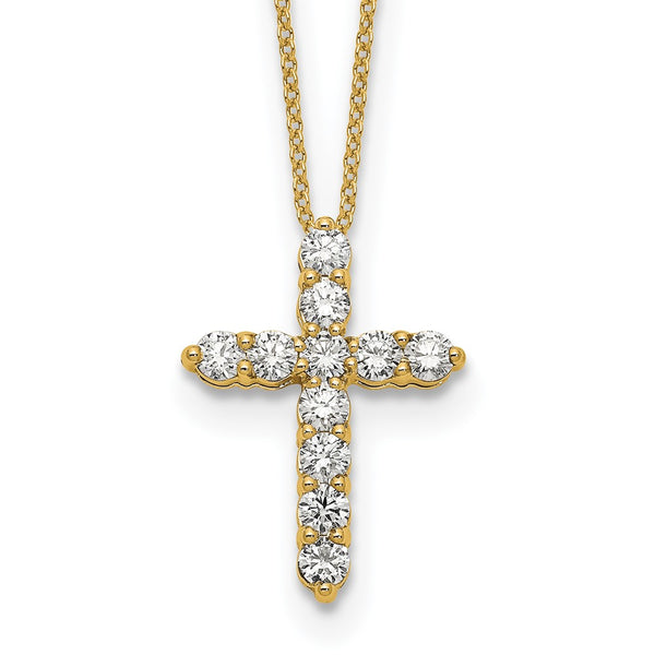 14K Gold Diamond Cross Necklace - 18 Inch - Style GR1-1017673