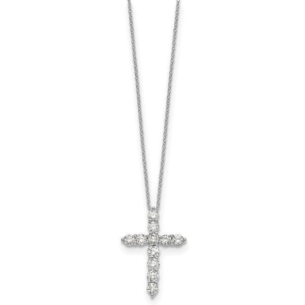 14K White Gold Diamond Cross Necklace - 18 Inch - Style GR1-1017677