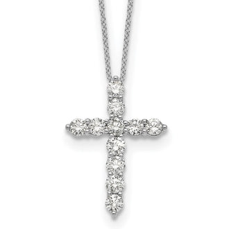 High-Quality 14K White Gold Diamond Cross Necklace - 18 Inch, Stylish Value