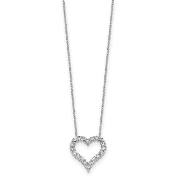 14K White Gold Diamond Heart Pendant Necklace - 18 Inch - Style GR1-1007567