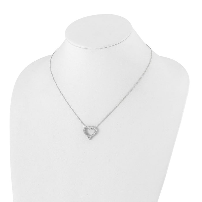 Buy Exclusive 14K White Gold Diamond Heart Pendant Necklace - 18 Inch Luxury-3