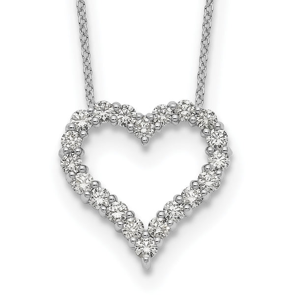 14K White Gold Diamond Heart Pendant Necklace - 18 Inch - Style GR1-1007567