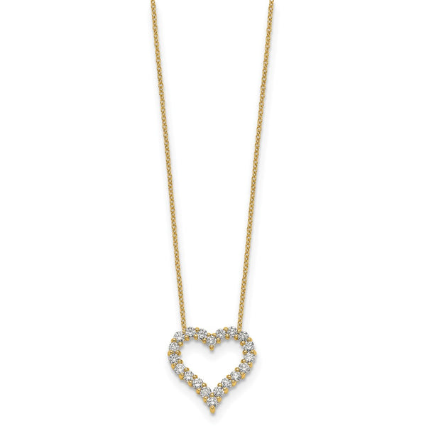 14K Gold Heart Necklace with Diamonds - 18