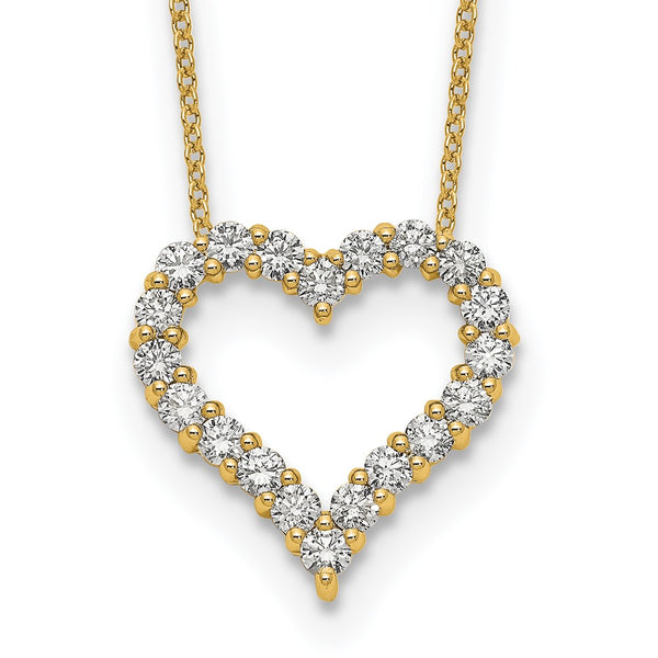 14K Gold Heart Necklace with Diamonds - 18