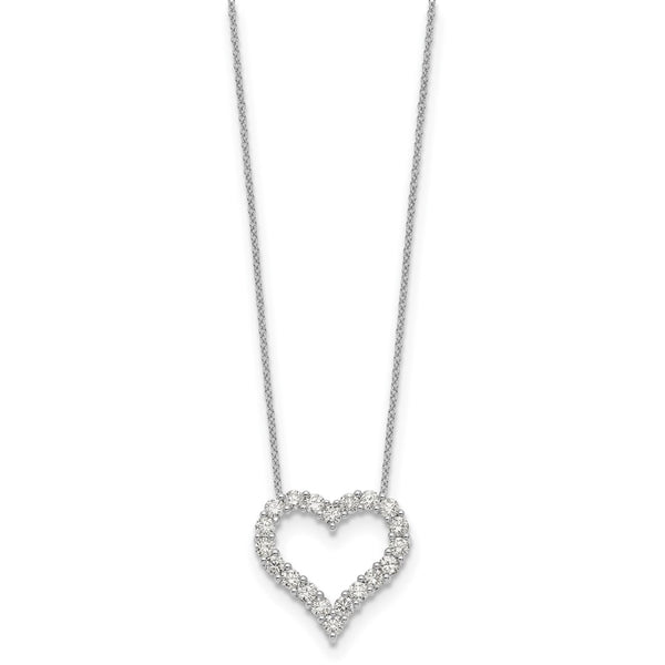 14K White Gold Heart Necklace with Diamonds - 18"