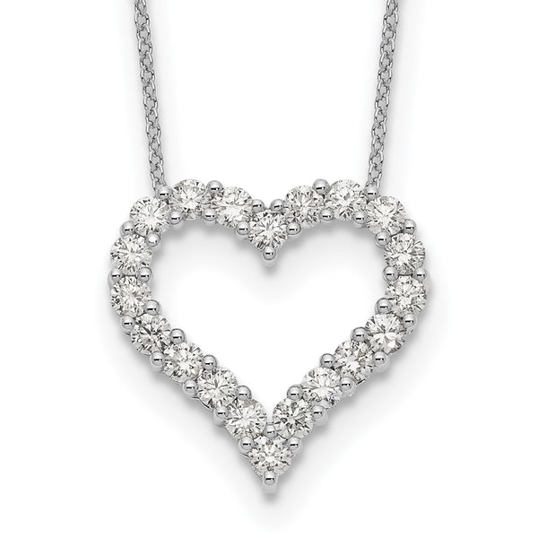 14K White Gold Heart Necklace with Diamonds - 18"