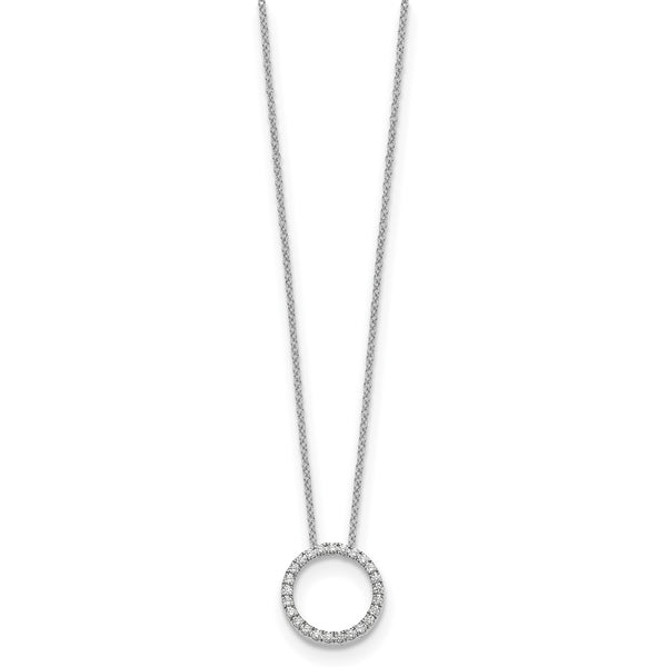 14K White Gold Diamond Circle Pendant Necklace - 18 Inch - Style GR1-1007570