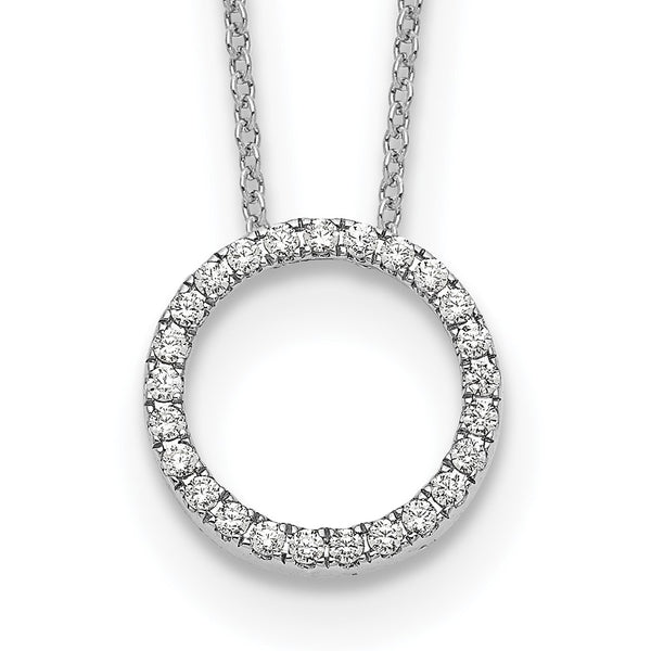 14K White Gold Diamond Circle Pendant Necklace - 18 Inch - Style GR1-1007570