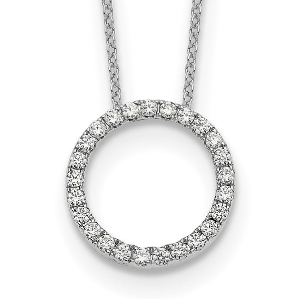 14K White Gold Diamond Circle Pendant Necklace - 18 Inch - Style GR1-1007571