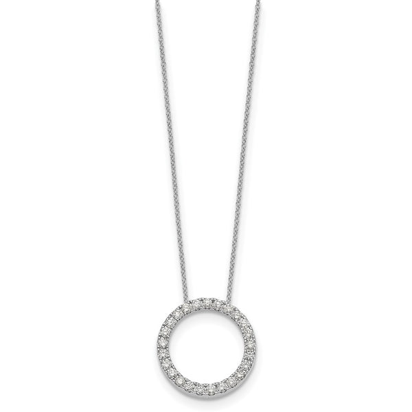 14K White Gold Diamond Circle Pendant Necklace - 18 Inch - Style GR1-1017688