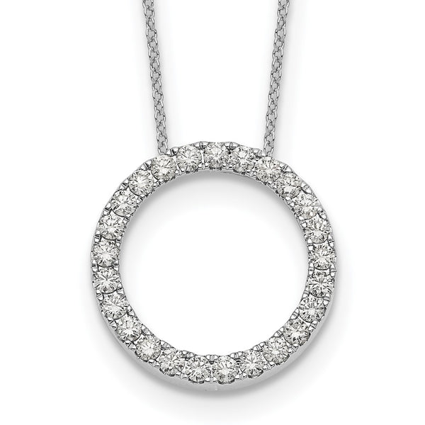 14K White Gold Diamond Circle Pendant Necklace - 18 Inch - Style GR1-1017688