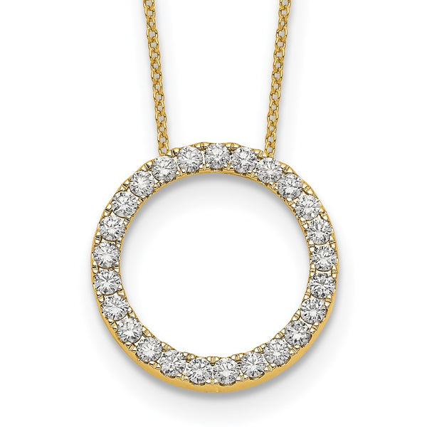 14K Gold Diamond Circle Necklace - 18 Inch - Style GR1-1007573