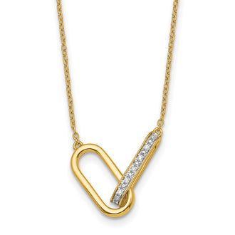 Shop Exclusive 14K Gold Polished Diamond-Studded Link Necklace - Stylish Value!