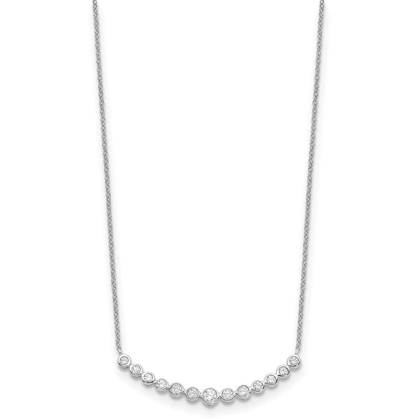 14K White Gold Diamond Curved Bar Pendant Necklace