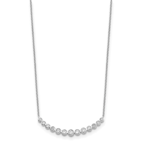 14K White Gold Curved Bar Necklace with Diamonds - Style GR1-1017693
