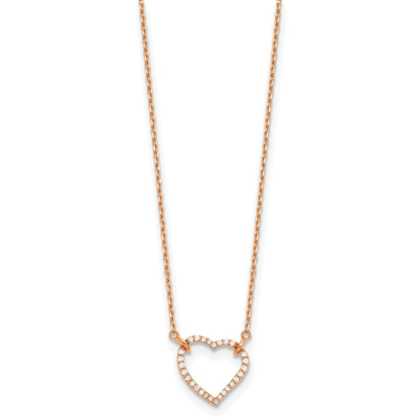 14K Rose Gold Heart Necklace with Diamonds