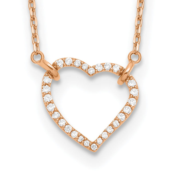 14K Rose Gold Heart Necklace with Diamonds