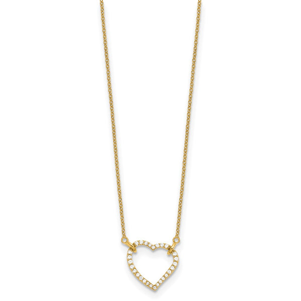 14K Gold Heart Pendant Necklace with Diamonds - Style GR1-1007579