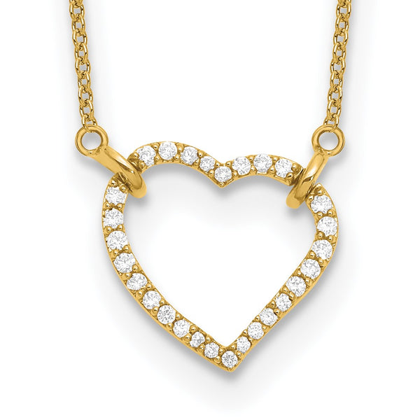14K Gold Heart Pendant Necklace with Diamonds - Style GR1-1007579