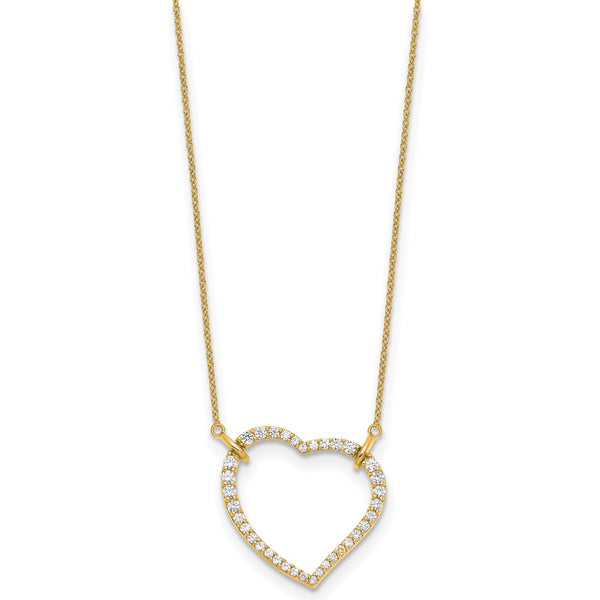 14K Gold Heart Pendant Necklace with Diamonds - Style GR1-1017697