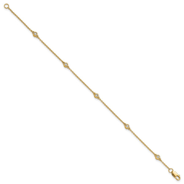 14K Gold Diamond Station Cable Bracelet - Style GR1-1007582