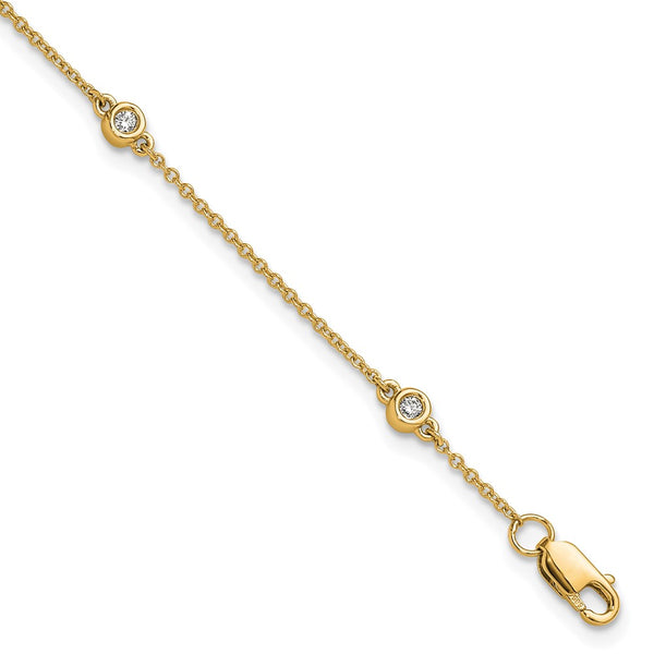 14K Gold Diamond Station Cable Bracelet - Style GR1-1007582