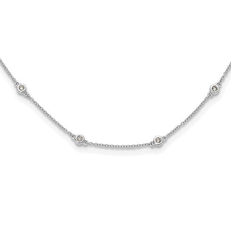 Buy 14K White Gold Diamond Station Cable Chain Necklace - Stylish Luxury Design