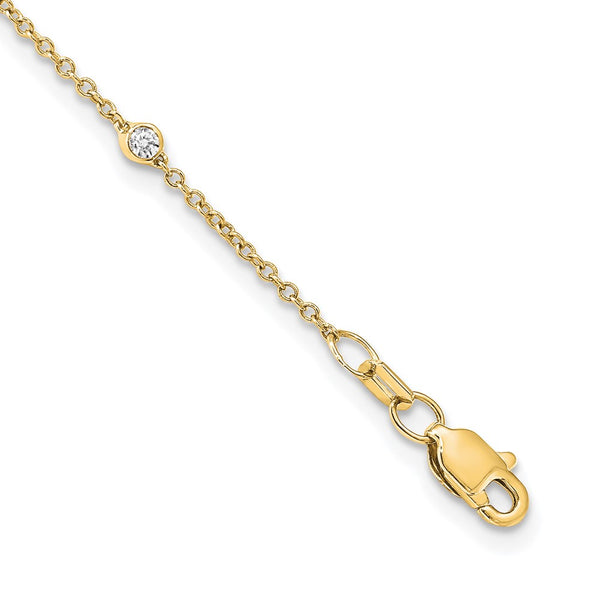 14K Gold Diamond Station Cable Necklace - Style GR1-1007583