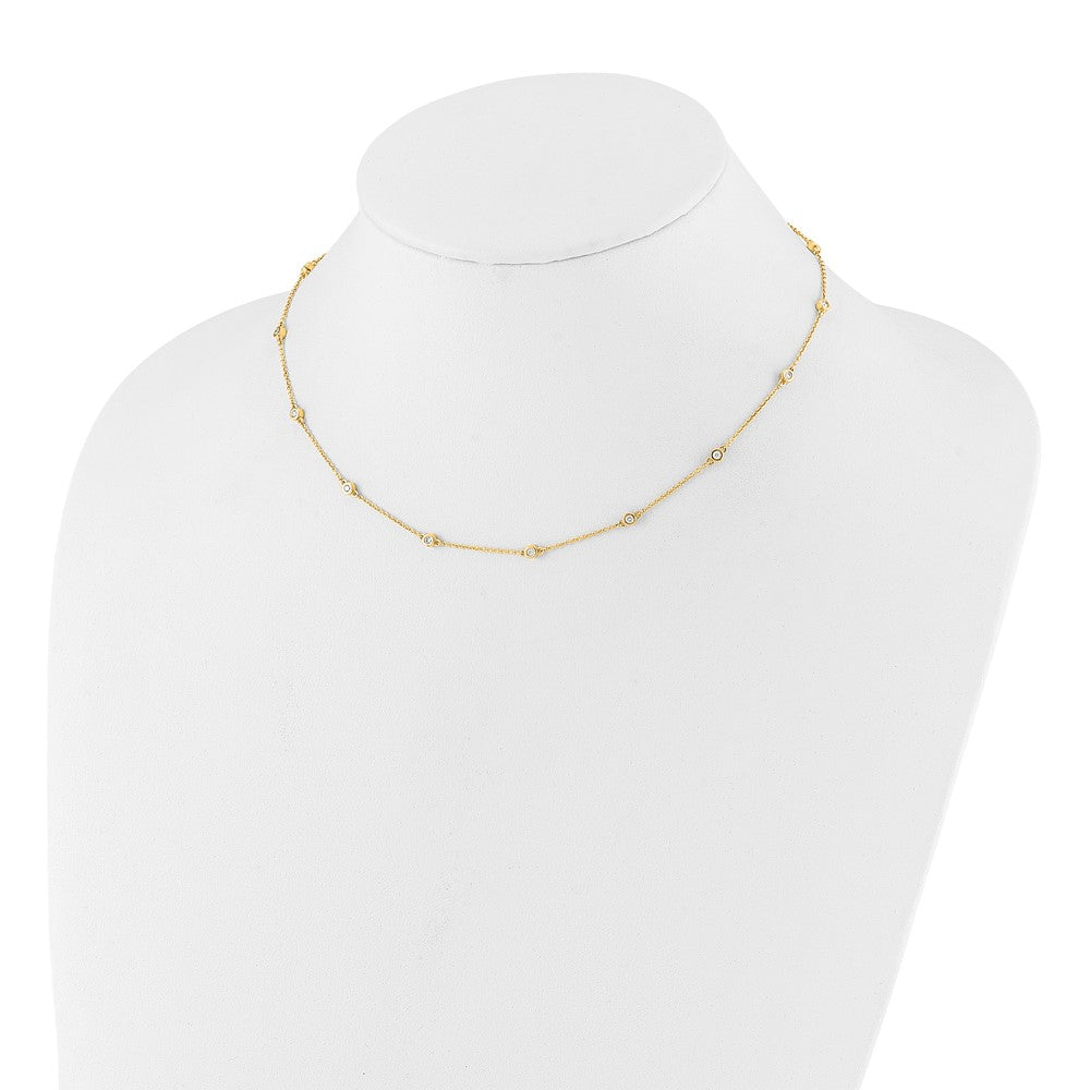 Exclusive 14K Gold Diamond Station Cable Necklace - Stylish & Affordable Luxury