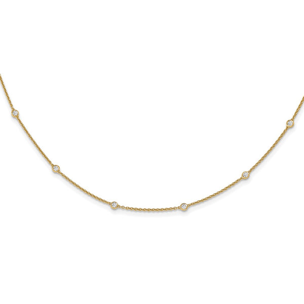 14K Gold Diamond Station Cable Necklace - Style GR1-1007583