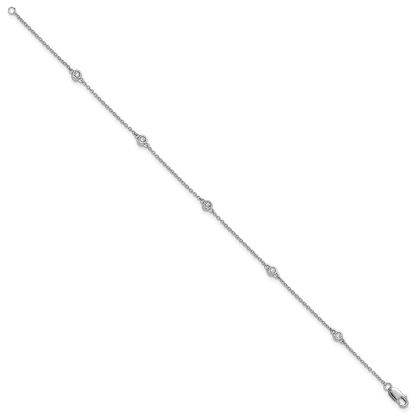 14K White Gold Diamond Station Bracelet