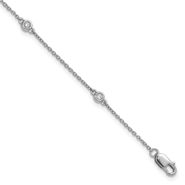 14K White Gold Diamond Station Bracelet